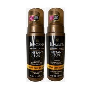 2 Pack Jergens Natural Glow Instant Sun Sunless Tanning Mousse Ultra Deep Bronze